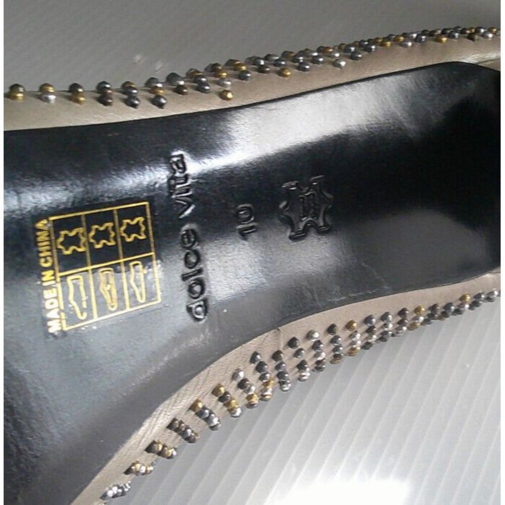 Dolce Vita Brenna Mixed Metal Studded Taupe Leather Platform Pump Heel Size 10M - Picture 8 of 8